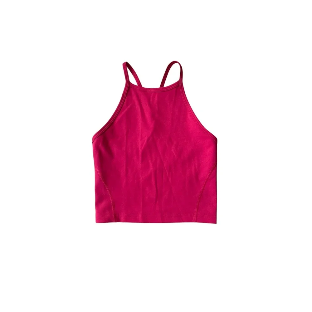Lululemon Key to Balance‎ Tank Top Dark Pink High Neck Yoga Crop Size 4